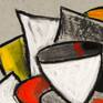 Abstract drawing/painting created with charcoal and acrylics on paper. Needs to be framed.