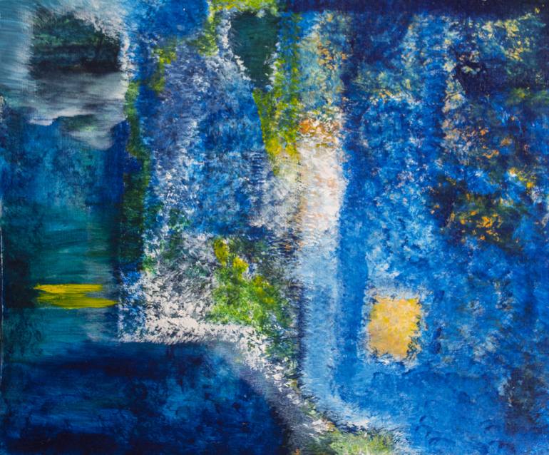 Original Abstract Painting by Nathalie Gribinski | Abstract Art on Paper | The Little Blue House on the Lake