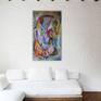 Abstract art created with acrylics on unstretched canvas. It can be hung as is like a tapestry or framed.