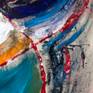 Abstract art created with acrylics on unstretched canvas. It can be hung as is like a tapestry, stretched or framed.