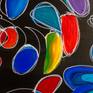 A large painting created with acrylics and oil markers on canvas. This painting is made up of dancers, fairies, tales, journeys...