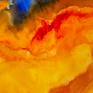 This abstract painting has been created with watercolors and markers on paper.