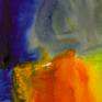 This abstract painting has been created with watercolors and markers on paper.