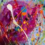 This abstract painting has been created with watercolors and acrylics on paper. This painting is framed and ready to hang.