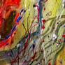 This abstract painting has been created with watercolors and acrylics on paper.