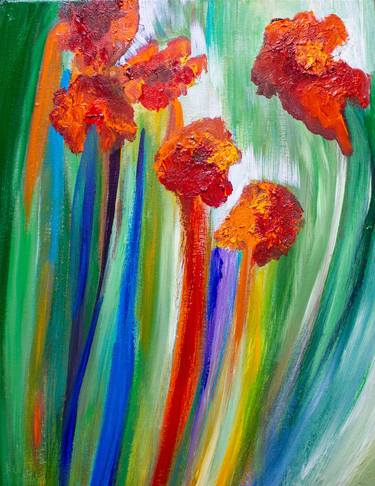 Original Abstract Floral Paintings by Nathalie Gribinski
