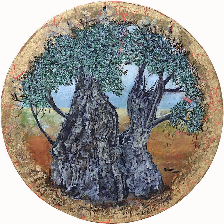 Original Landscape Painting by Guzide Gunduz | Figurative Art on Canvas | The tree of wisdom