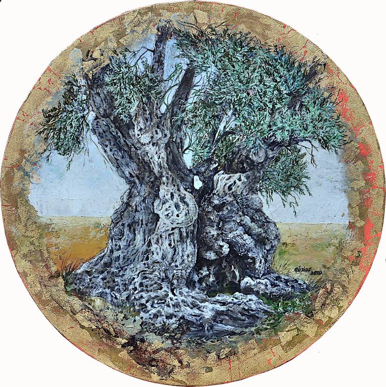 Original Landscape Painting by Guzide Gunduz | Figurative Art on Canvas | The tree of wisdom