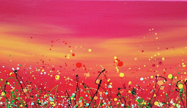 Original red Landscape Painting by Lucy Moore