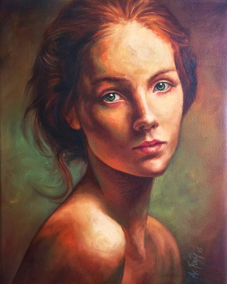 red girl Painting by Michal Sedliak Saatchi Art