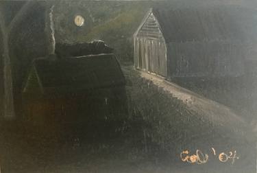 Two Barns in Moonlight thumb