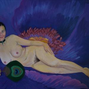 Collection Female Nude on Purple Poppy Oil Painting