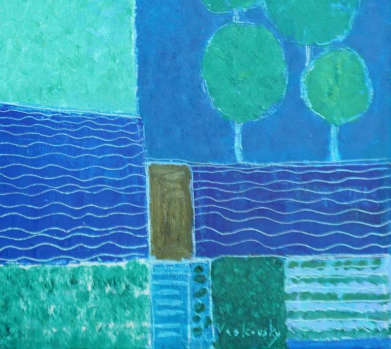 Original Abstract Garden Painting by Vadim Vaskovsky
