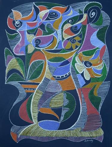 Print of Cubism Floral Drawings by Vadim Vaskovsky