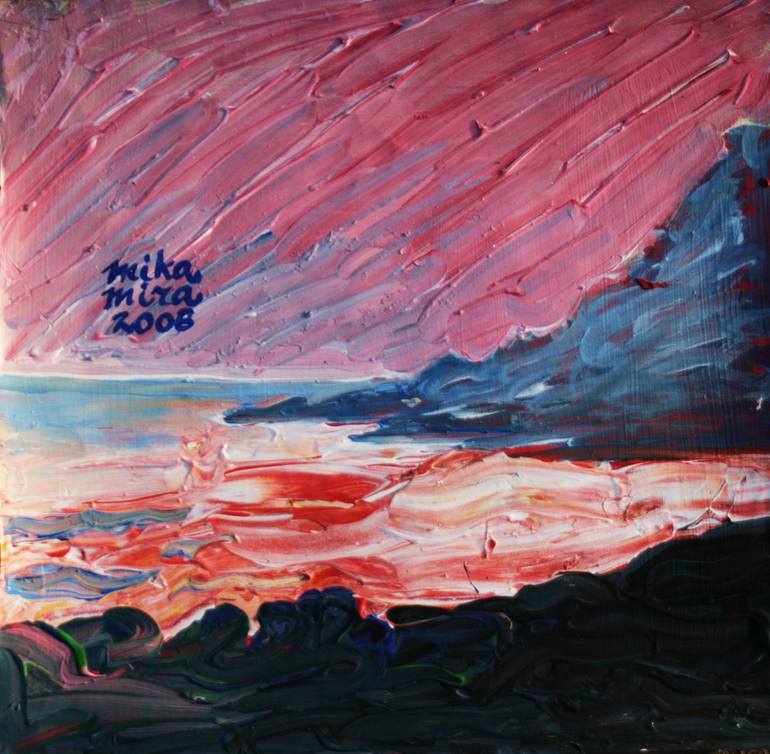 Pink Sunset Painting by Elmira Valshyna | Saatchi Art