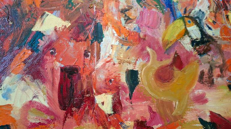 Original Abstract Expressionism Abstract Painting by Laszlo Hadnagy