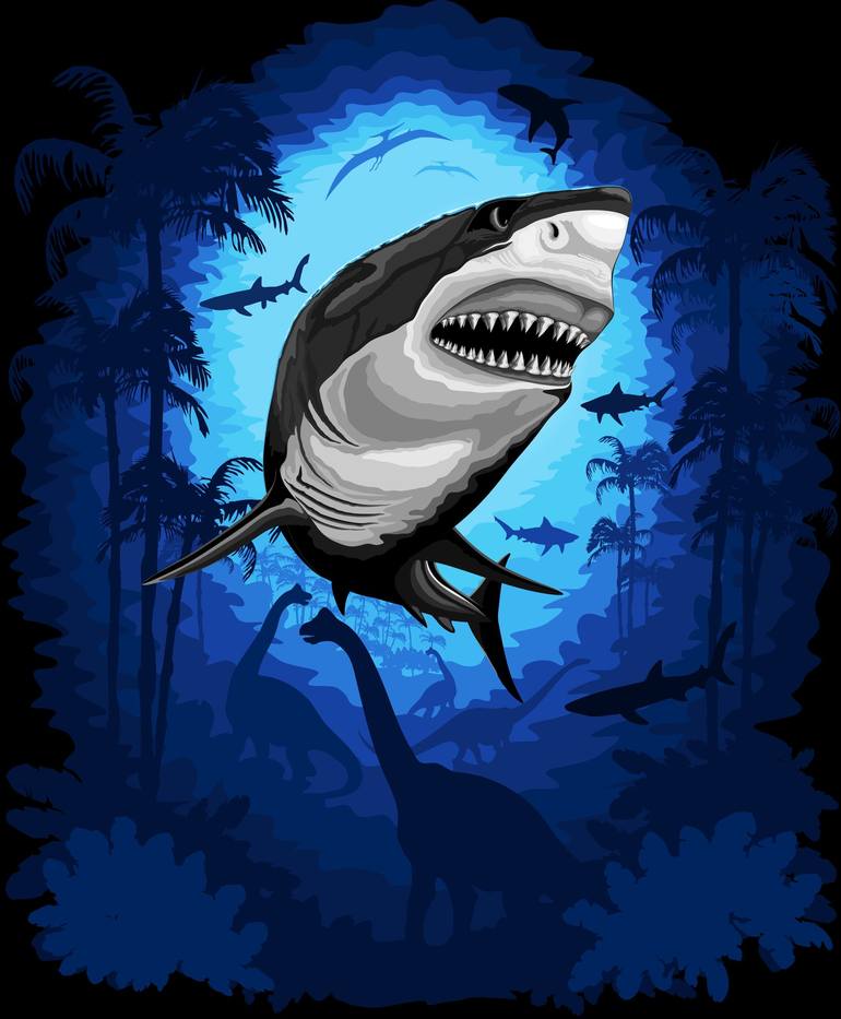great white shark cartoon images