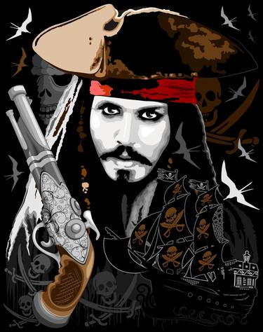 Saatchi Art Artist BluedarkArt Lem; New-Media, “Captain Jack Sparrow - Johnny Depp - Vector Graphic Art Design” #art