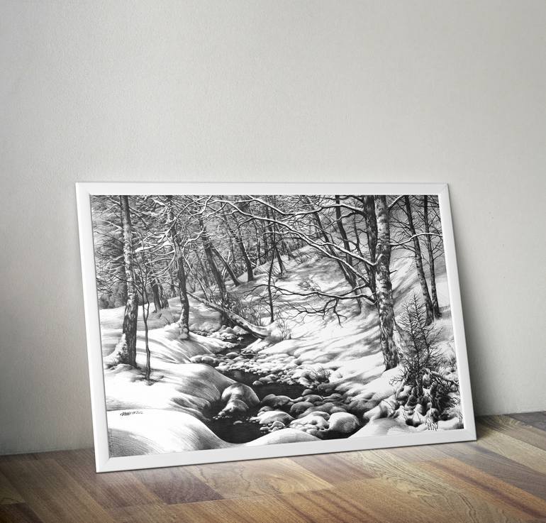 Original Illustration Landscape Drawing by Katarzyna Kmiecik