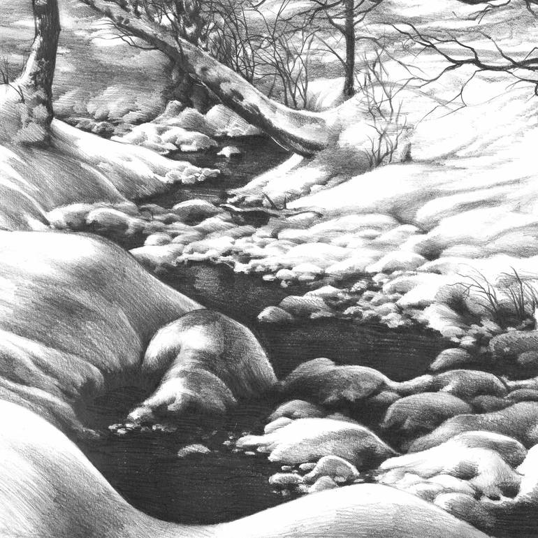 Original Illustration Landscape Drawing by Katarzyna Kmiecik