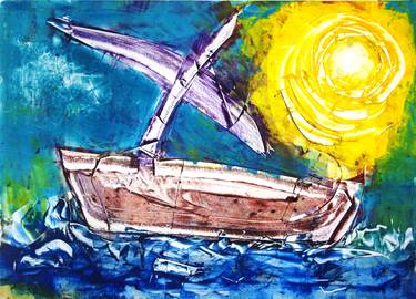 Original Expressionism Boat Printmaking by Gustavo Moller
