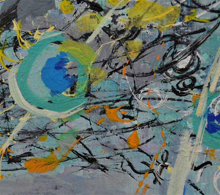 Original blue Abstract Painting by Paul Chang