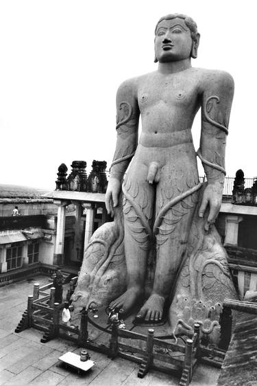 Lord Bahubali, Gomateshwara Temple, Vindhyagiri Hill, Shravanbela Gola, Sravana Belagola, Shravanabelagola, India, 1977 thumb