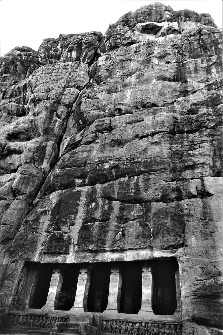 Badami rock cut cave temple, Badami, Vatapi, Bagalkot, Hunagunda,  Karnataka, India, 1976 Photography by Jagdish Agarwal