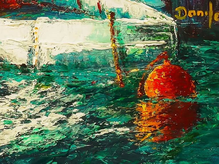 Original Impressionism Boat Painting by Danijela  Dan