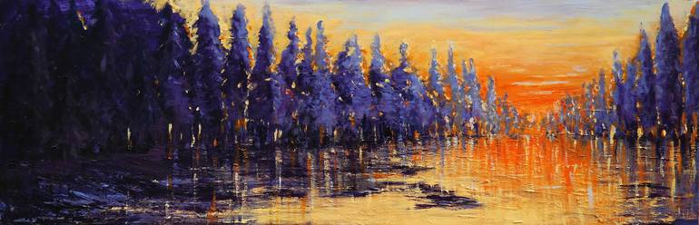 Where The River Meets Sunset Large Impressionist Palette - 