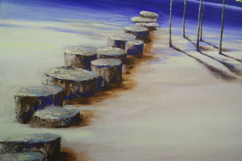 Original Abstract Beach Painting by Danijela  Dan