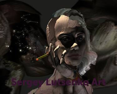 Original Conceptual Portrait Mixed Media by Sergey Lutsenko