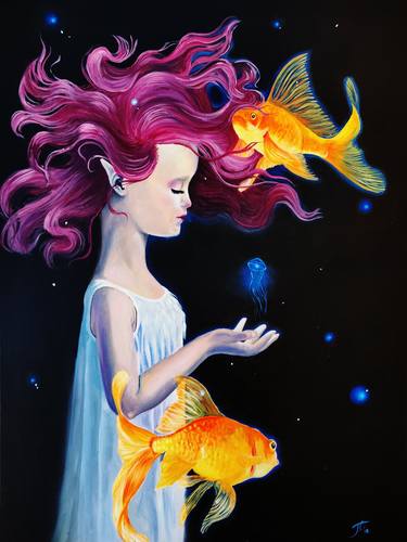Print of Surrealism Fish Paintings by Jovanna Theodosiou