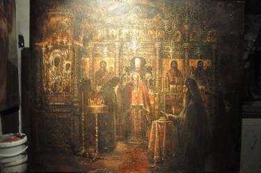 The blessing of bread in the monastery on the Μount Athos thumb