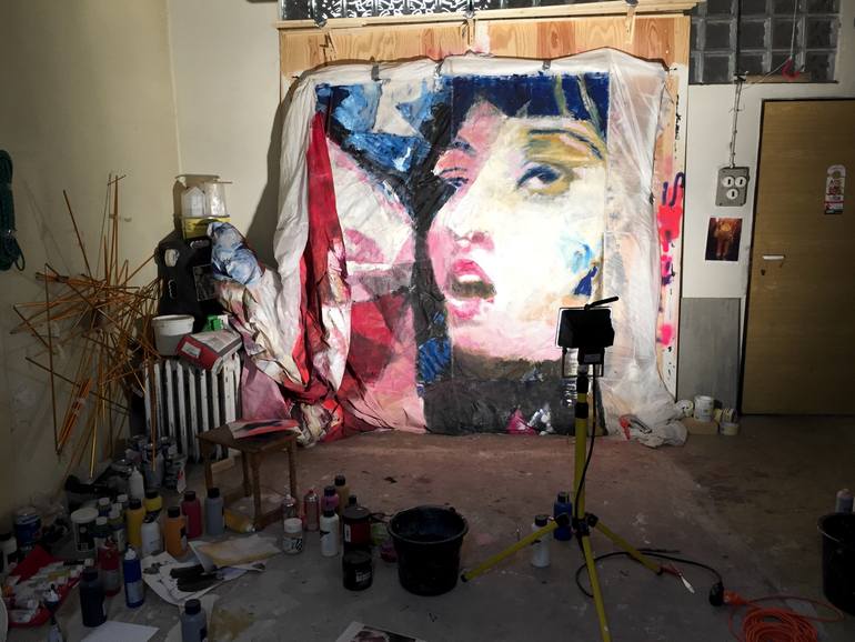 Original Abstract Expressionism Erotic Painting by Jan Poope
