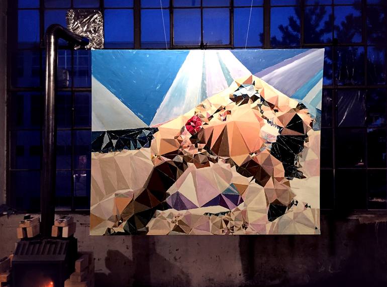 Original Cubism Erotic Painting by Jan Poope