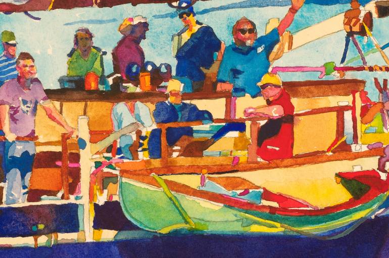 Original Fine Art Boat Painting by Robert Leedy