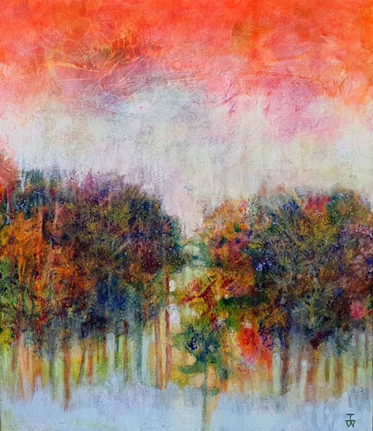 Original Fine art, modern,mixed media Landscape Painting by Inge Wright