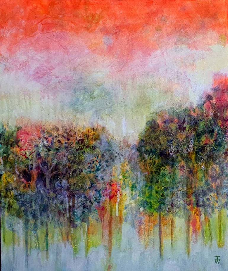 Original Fine art, modern,mixed media Landscape Painting by Inge Wright