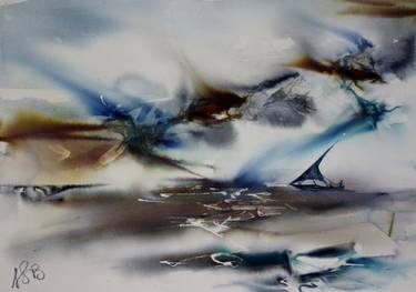 Print of Abstract Expressionism Sailboat Paintings by Annabelle Smith Bigno