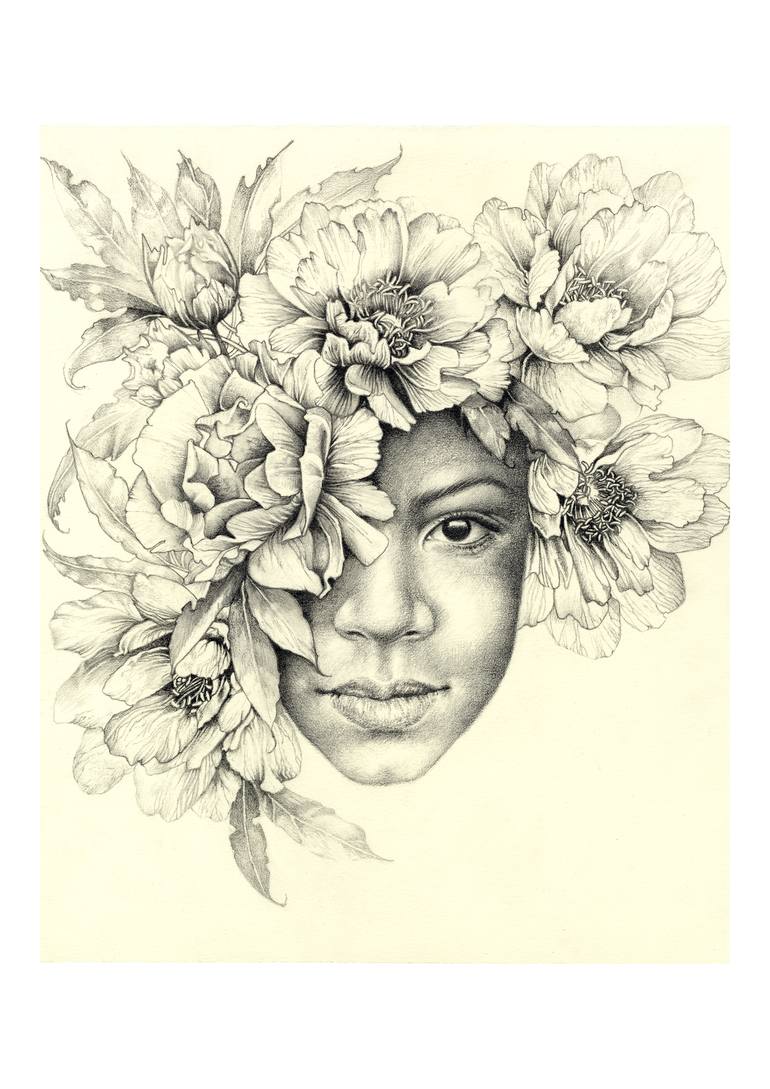 Crowned With Flowers Drawing By Bonnie Helen Hawkins | Saatchi Art