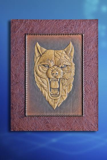 wolf head 3D leather artwork thumb
