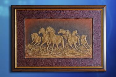 horse canvas, 3 D Sculpting original handmade artwork horse wall thumb