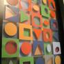a 3-d version of a vasarley work,recessed panels give a subtle 3-d effect.resin coated for durability