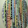 made from pvc slats,spray paint,and 1000s of kerf cuts yo create a 3-D wall sculpture,kinetic in form since the edge coloring gives one a different look when passing by the piece
