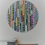 made from pvc slats,spray paint,and 1000s of kerf cuts yo create a 3-D wall sculpture,kinetic in form since the edge coloring gives one a different look when passing by the piece