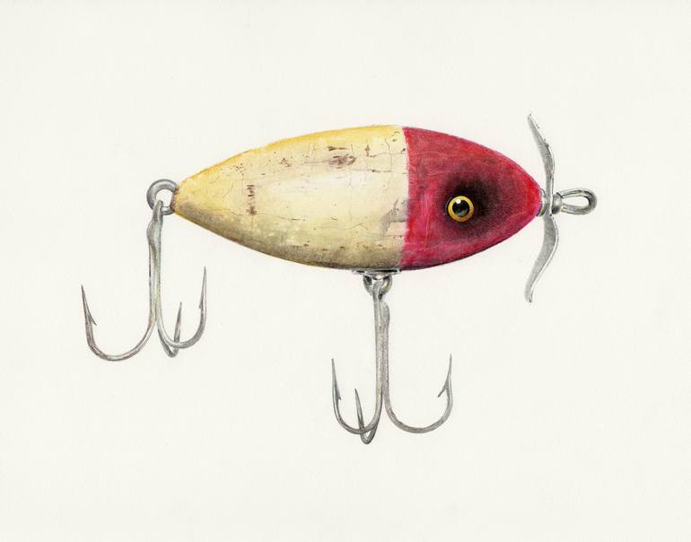 Lure No.6 - Heddon Wounded Spook Lure Drawing by Mike Pitzer