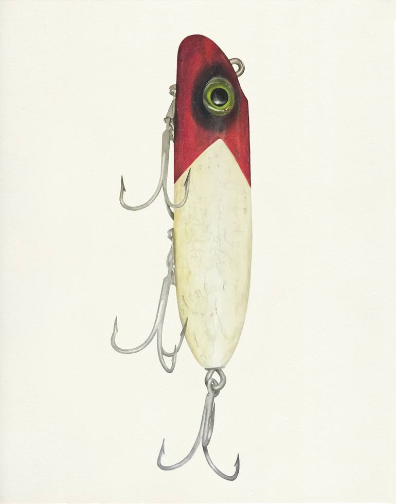 Lure No.1 - 1930's Red Arrowhead Lure Drawing by Mike Pitzer