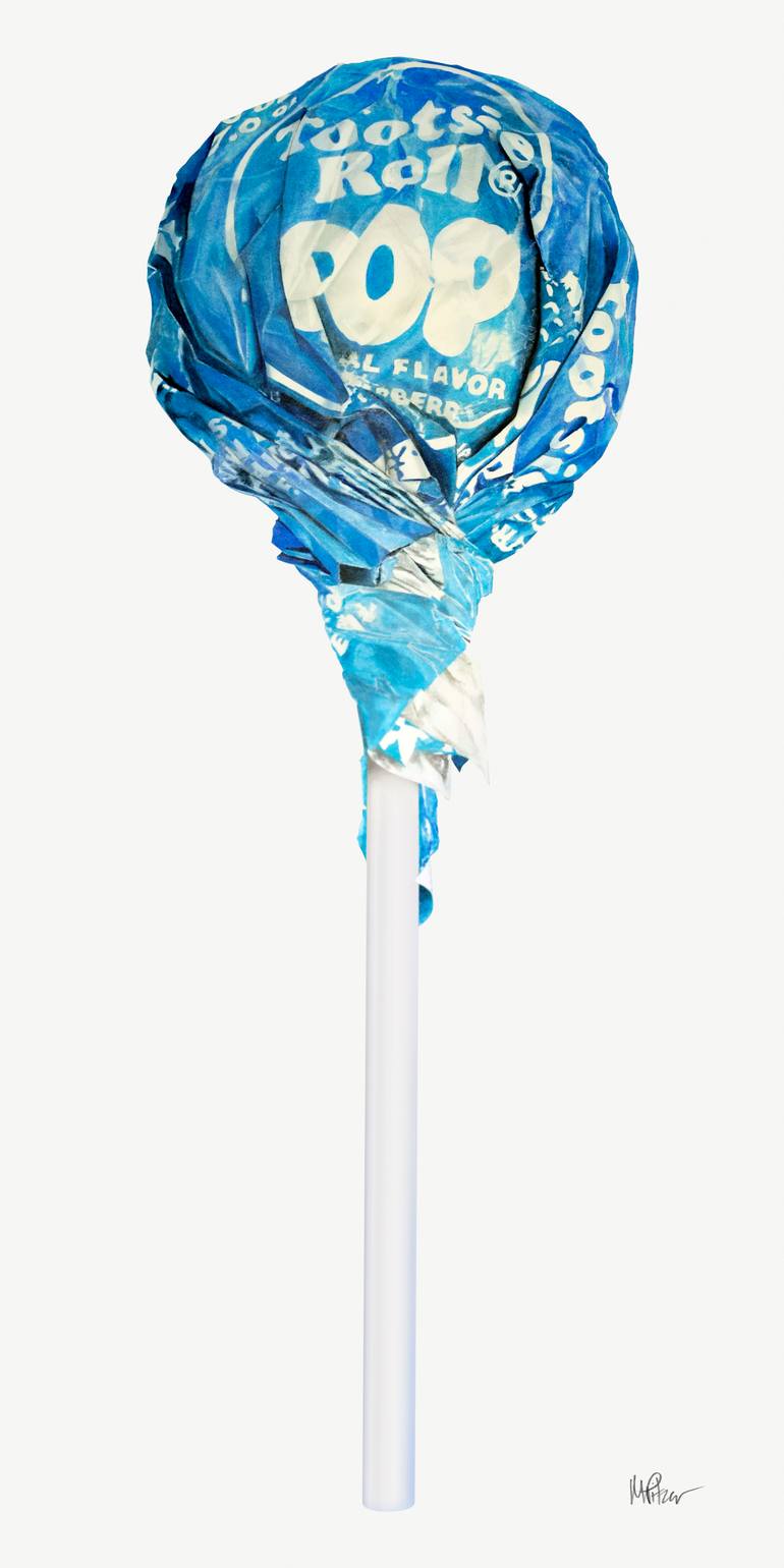 Blue Raspberry Tootsie Roll Pop Original Drawing by mike pitzer