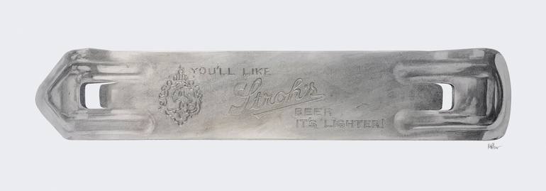 Vintage Stroh's Bottle Opener Original Drawing by mike pitzer